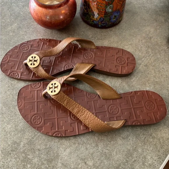 Tory Burch Brown Leather Sandals Size 7 - Picture 2 of 5
